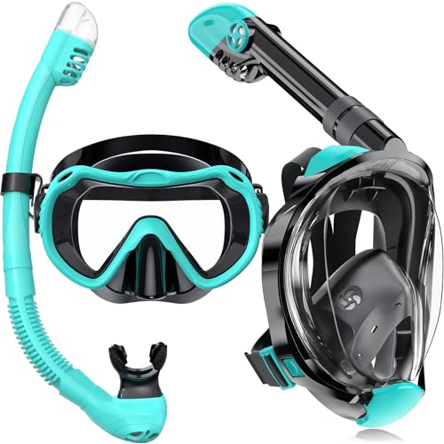 Máscara de Snorkel facial completa, antiempañante 180°, tapa seca para adultos miniatura 1