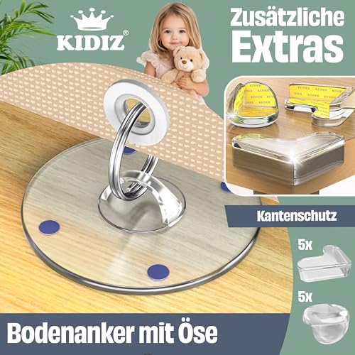 KIDIZ® Treppenschutzgitter Türschutzgitter ausziehbar 0-180CM | kindersicheres Treppengitter für Babys & Haustiere | Schutzgitter für Treppen & Türen Absperrgitter inkl. Bodenanker & Montagezubehör