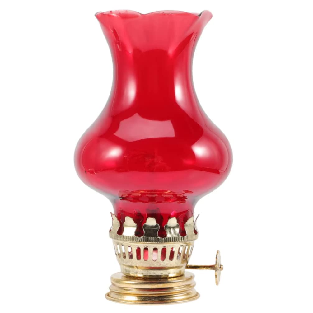 Kerosene Lamps, Chimney Shade for Vintage Kerosene Oil Lamp Lantern Patio Decoration(Red)