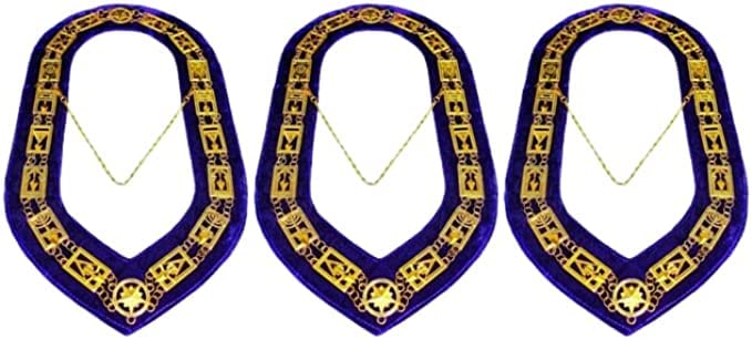 3 LOT Cryptic Mason Royal & Select Master Chain Masonic Collar PURPLE Backing
