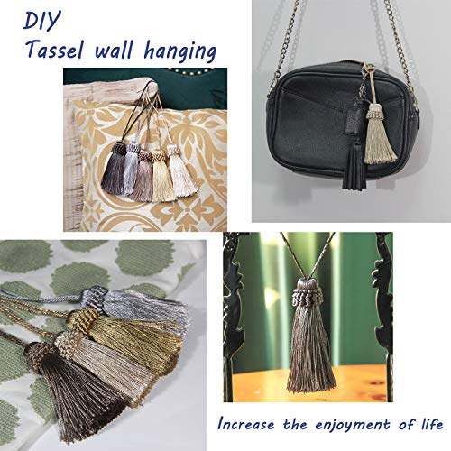 Fenghuangwu 8Pcs Tassel Key Colorful Tassel For Cord Loop,Elegant Handmade Diy Craft Accessory Home Decoration (Charcoal) #TOP4