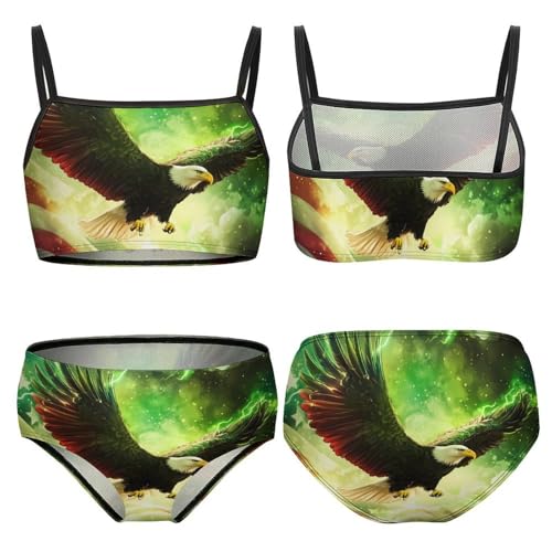 US Flag Bald Ea-gles Girls Swimsuits Two Piece Bikini Sets Beach Sport Swimwear Bathing Suit3