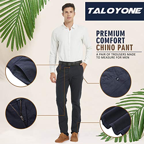 Taloyone Men's Straight Fit Stretch Classic Fit Slim Flat-Front Golf Chino Pant3