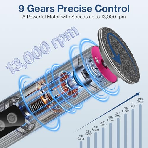 Ponceuse pied pour callosités rebelles avec kit 14 en 1 et autonomie 2000 mAh pour soin des pieds - 4