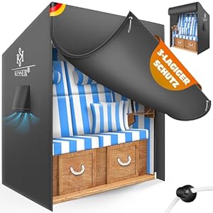 KESSER® Premium Strandkorb Schutzhülle mit Belüftungsöffnungen, Strandkorbhülle Wasserdicht, Winterfest UV-Beständiges, Schwerlast Reißfest 600D Oxford Gewebe Abdeckung (135x105x175cm), Anthrazit