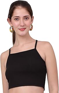 gvv Black Square Neck Back Cross Slim Fit Crop Tops for Women-picture-24