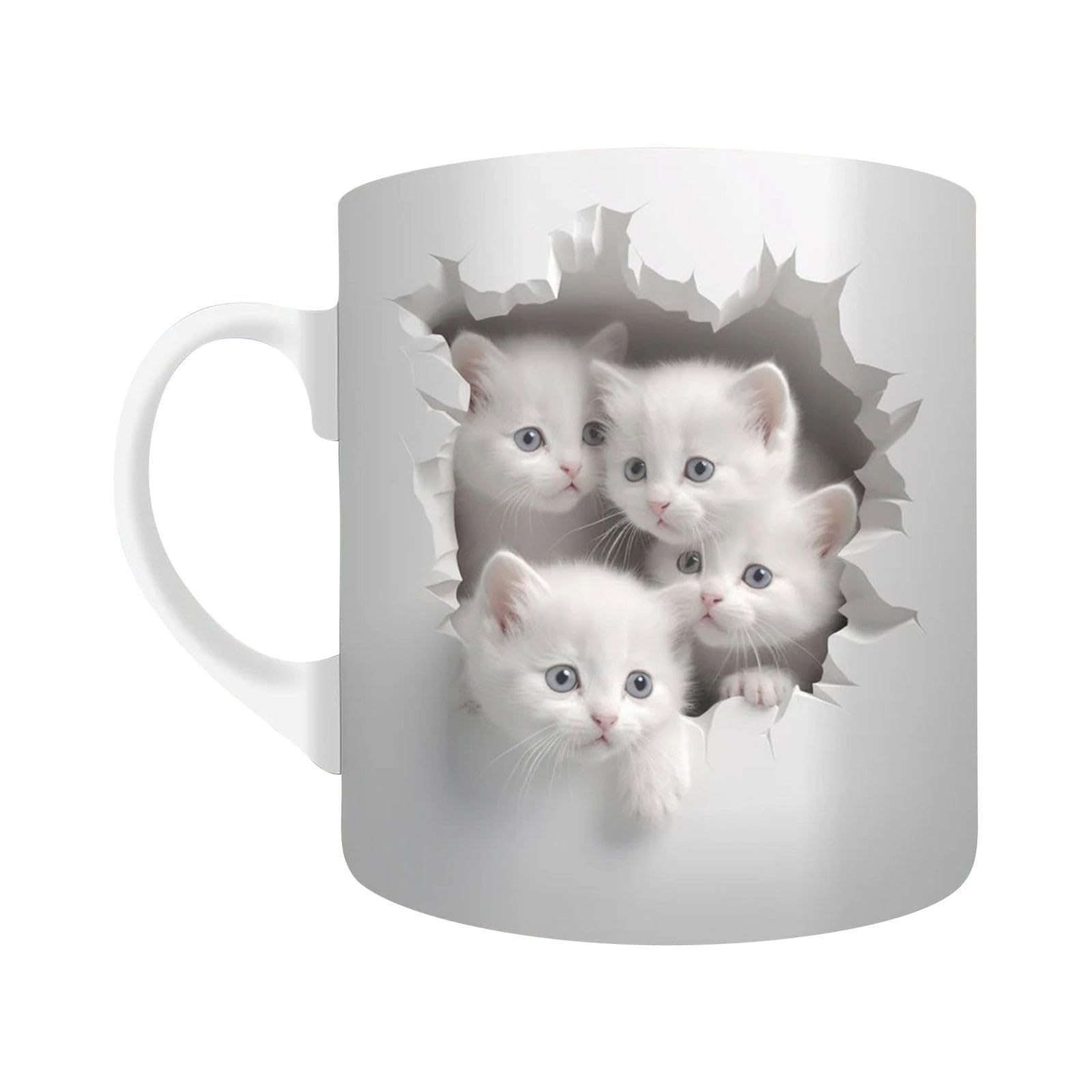 Excefore3D Cat Coffee Mug, 20 oz White Ceramic Gifts Coffee Cup, Cat Mugs for Cat Lover, Creative Space Design Mug, Cute Cat Coffee Mugs for Men Women Kids