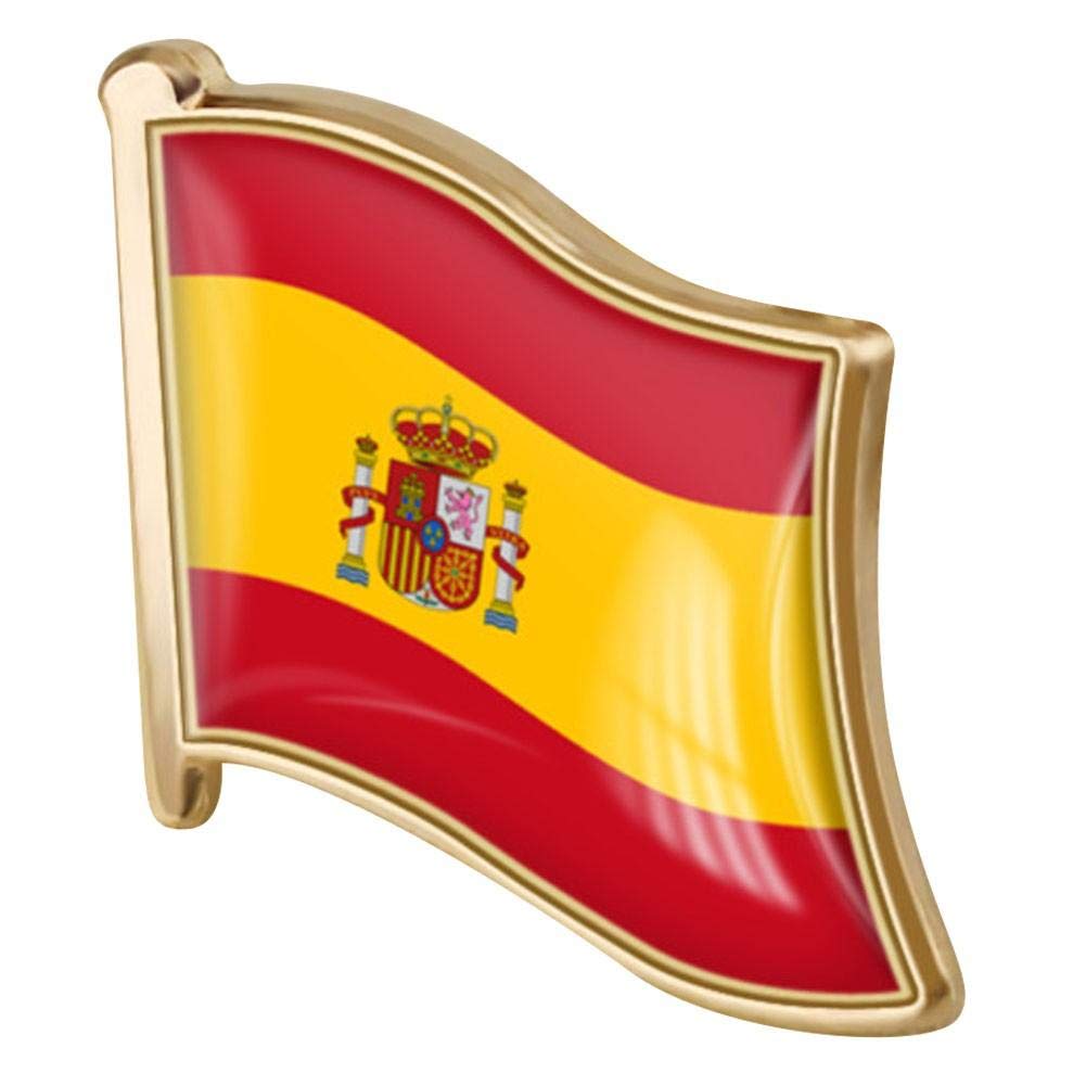 Wudaizhi Spain Flag Brooch 1Pc Spain Flag Pin Badge Metal Lapel Pin Brooch Spanish Flag Novelty Gift Lapel Tie Pin Badge Accessory