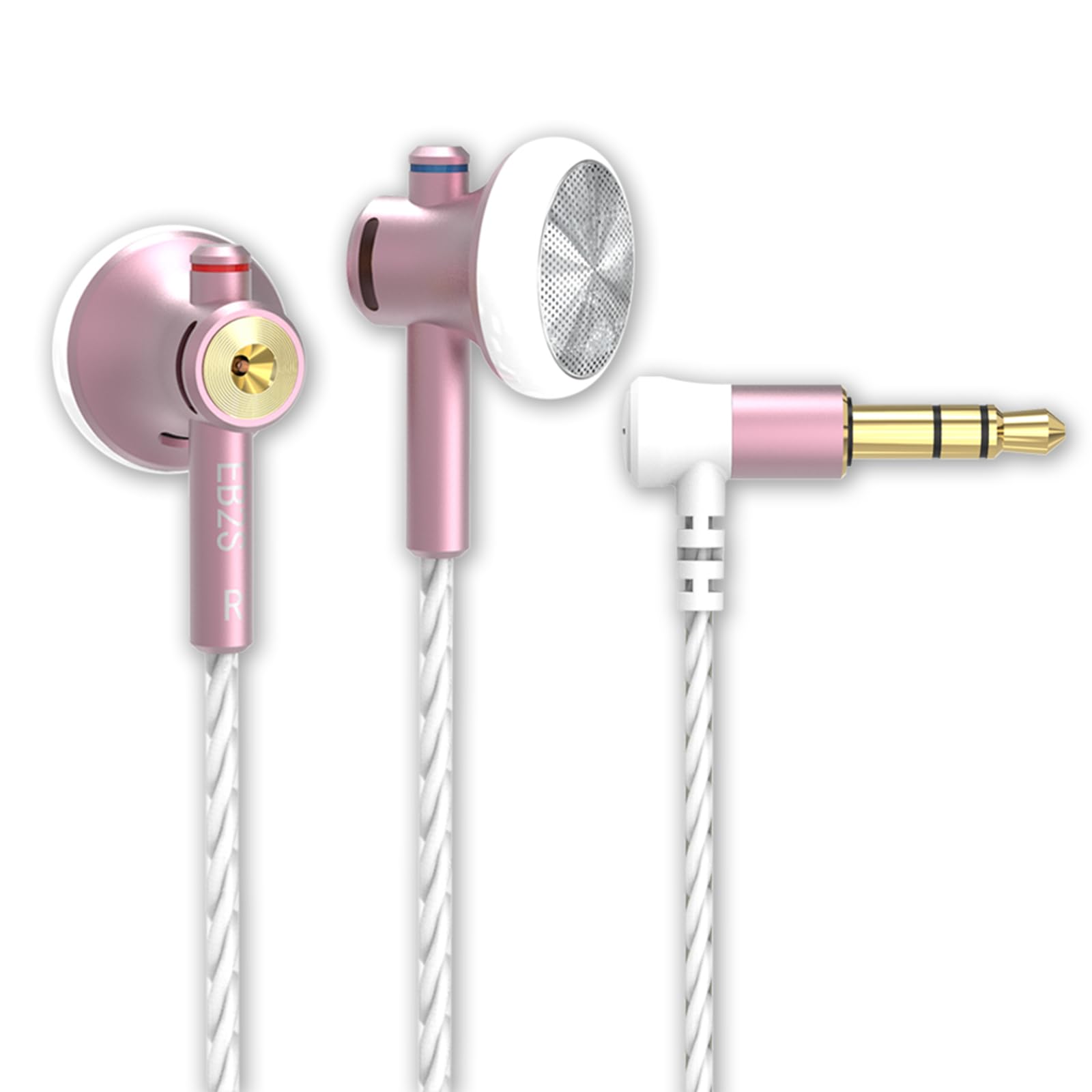 EB2S Wired in-Ear Earbuds, 15.4mm LCP Dynamic Driver Earphones, Noise Isolating HiFi Headphones for Android, Phones, Laptops (3.5mm Pink No Mic)