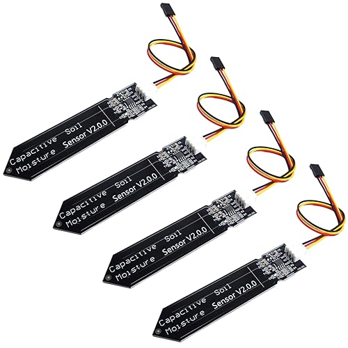 DIYables Capacitive Soil Moisture Sensor, TLC555I Chip, for Arduino, ESP32, ESP8266, Raspberry Pi, 4 Pieces