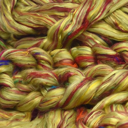 Image of Combed Top Roving. Limited Edition Fiber for Spinning, Needle Felting, Wet Felting, Weaving and Crafting. Fancy, Colorful, Exotic Designer Blend, Spring Flowers