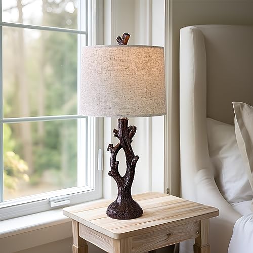 OYEARS-25-Farmhouse-Table-Lamp-Set-of-2-for-Living-Room-Bedroom-Resin-Bedside-Tree-Lamp-Nightstand-End-Table-Lamps-Vintage-Natural-Style OYEARS 25 Farmhouse Table Lamp Set of 2 for Living Room Bedroom Resin Bedside Tree Lamp Nightstand End Table Lamps Vintage Natural Style