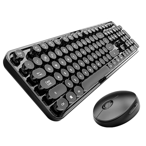 Wireless Keyboard and Mouse Combo, Retro Typewriter...