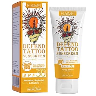 Tattoo Sunscreen -Tattoo care cream, SPF 30+ for Tattoo Sun Protection Hydrates New Tattoos -Natural Ingredients-100% Vegan Tattoo Cream