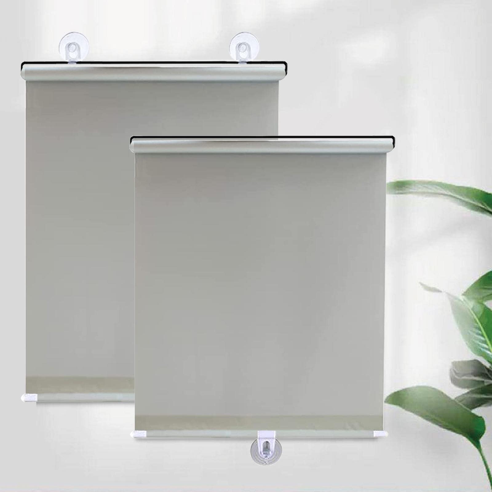 Kgudys Grey Suction Cup Roller Blinds For Windows,Retractable Blackout Window Cover Curtain,Free-Perforated Roller Blinds,Thermal Insulation Shades,Home/Office,Portable Roller Blinds,-45X125cm/18X49in