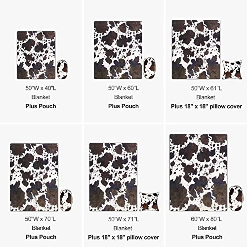 Bnuitland Brown Cow Print Blanket With Cow Storage Bag,300 Gsm Double Sided Outdoor Lap Throw,Gift Blanket For Adults And Kids,Lightweight Fuzzy Decor Blanket,Super Soft Cozy Flannel Bed Throw #TOP6