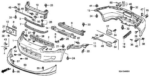 Genuine Honda 71102-S2A-010 Bumper Grille
