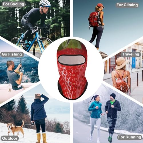 Balaclava para hombre máscara de esquí roja fresa máscara de invierno para ciclismo miniatura 6