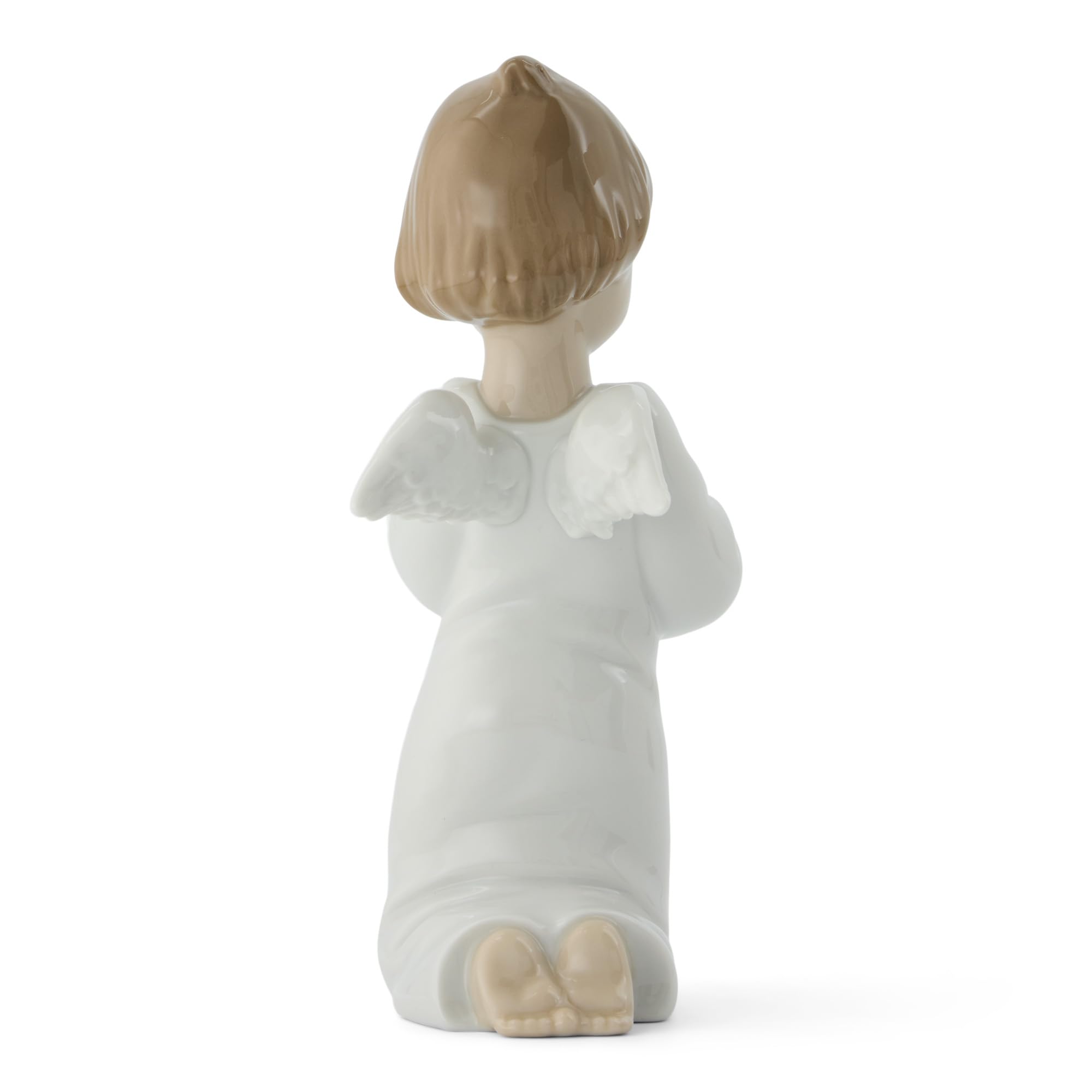 NAO Figura Amor Angelical. Figurita de Ángel de La Guarda con Corazón en Porcelana Brillo. Escultura Ornamental de Angelito en Tonos Pastel para Decoración