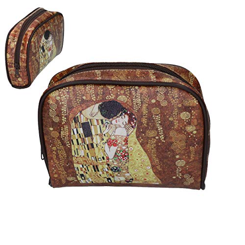 CARMANI - Reise-Make-up-Tasche, Kosmetik-Organizer, Kulturbeutel für Damen, mit Gustav Klimt, "Der Kuss" Cover