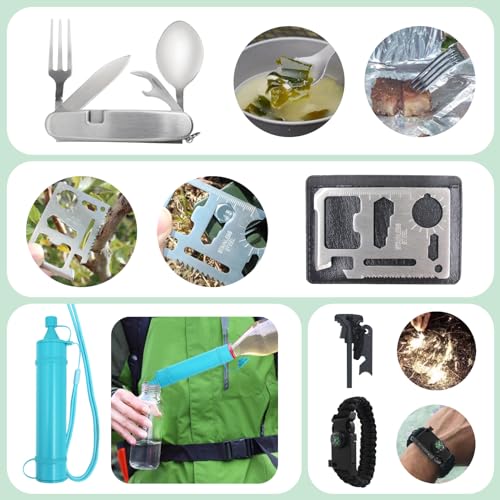Kit de sobrevivência essencial para acampamento ao ar livre, multiferramentas, equipamento exclusivo