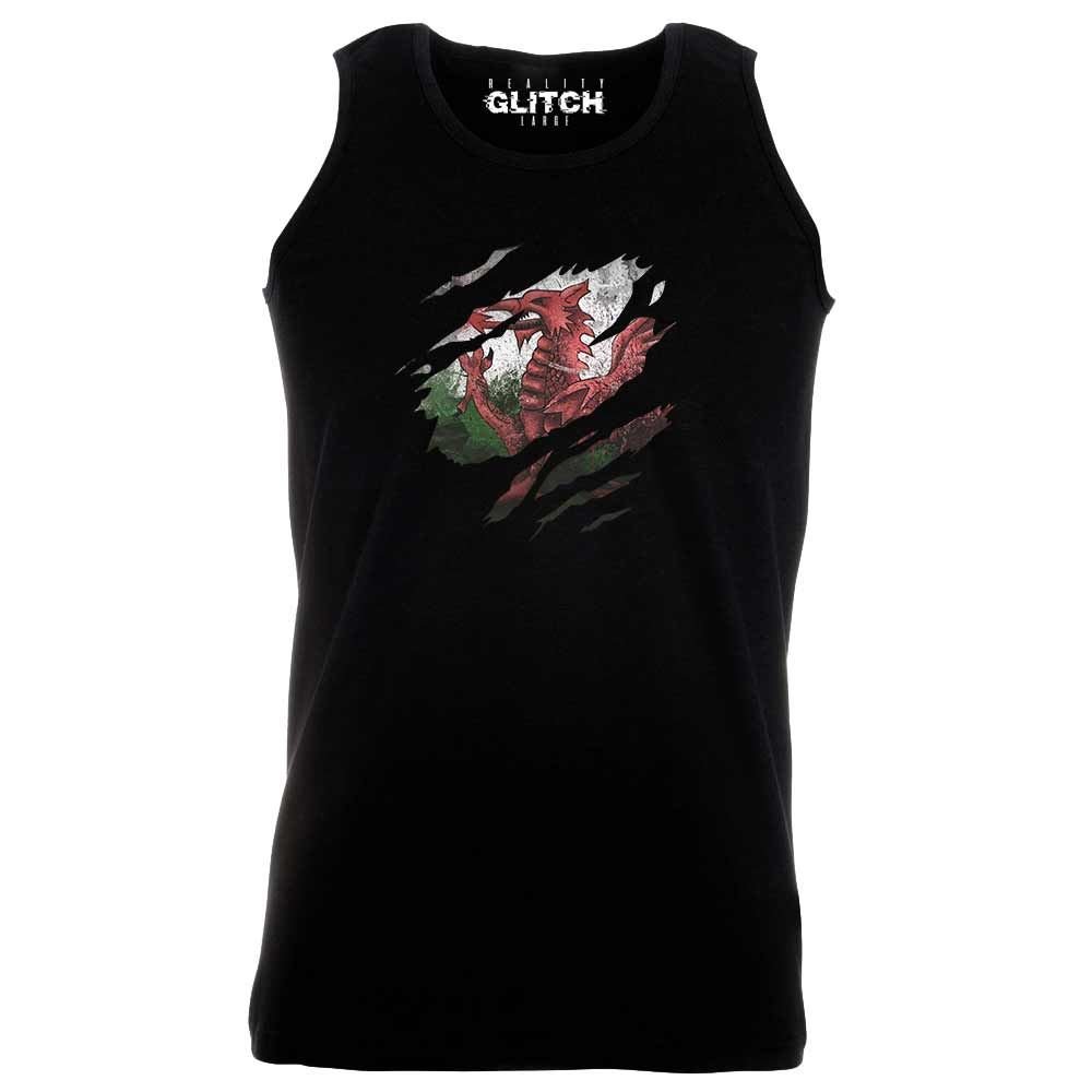 Reality Glitch Men's Black Torn Wales Vest
