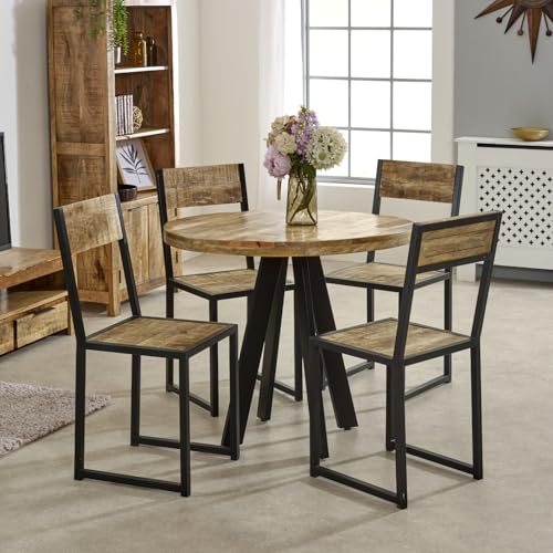 Brighton Round Mango Wood Dining Table for 4, Fully Assembled Kitchen Table for Home and Restaurant Use - Image 7