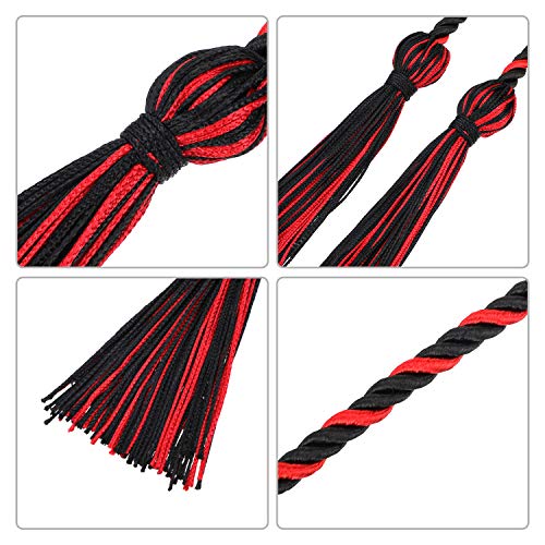 Image of TecUnite Graduation Cords Honor 2026 Polyester Yarn Decorative 67 inch Long Garland Twist Ties with Tassels for Bachelor Gown Graduation(Black with Red)