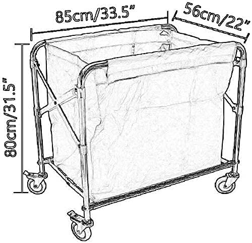DFEDHF Large Movable Trolleys, Household Serving Cart Laundry Sorter Cart Heavy Duty Foldable on Wheels, Rolling Service Cleaning Collection Trolley,No Assem(Blue-85 * 56 * 80Cm)