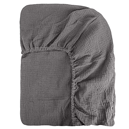 Image of Super Juniors Muslin Baby Fitted Crib Sheet,Extra Cozy Soft Breathable Crib Mattress Sheets for Boys and Girls,28”x52”(Grey)