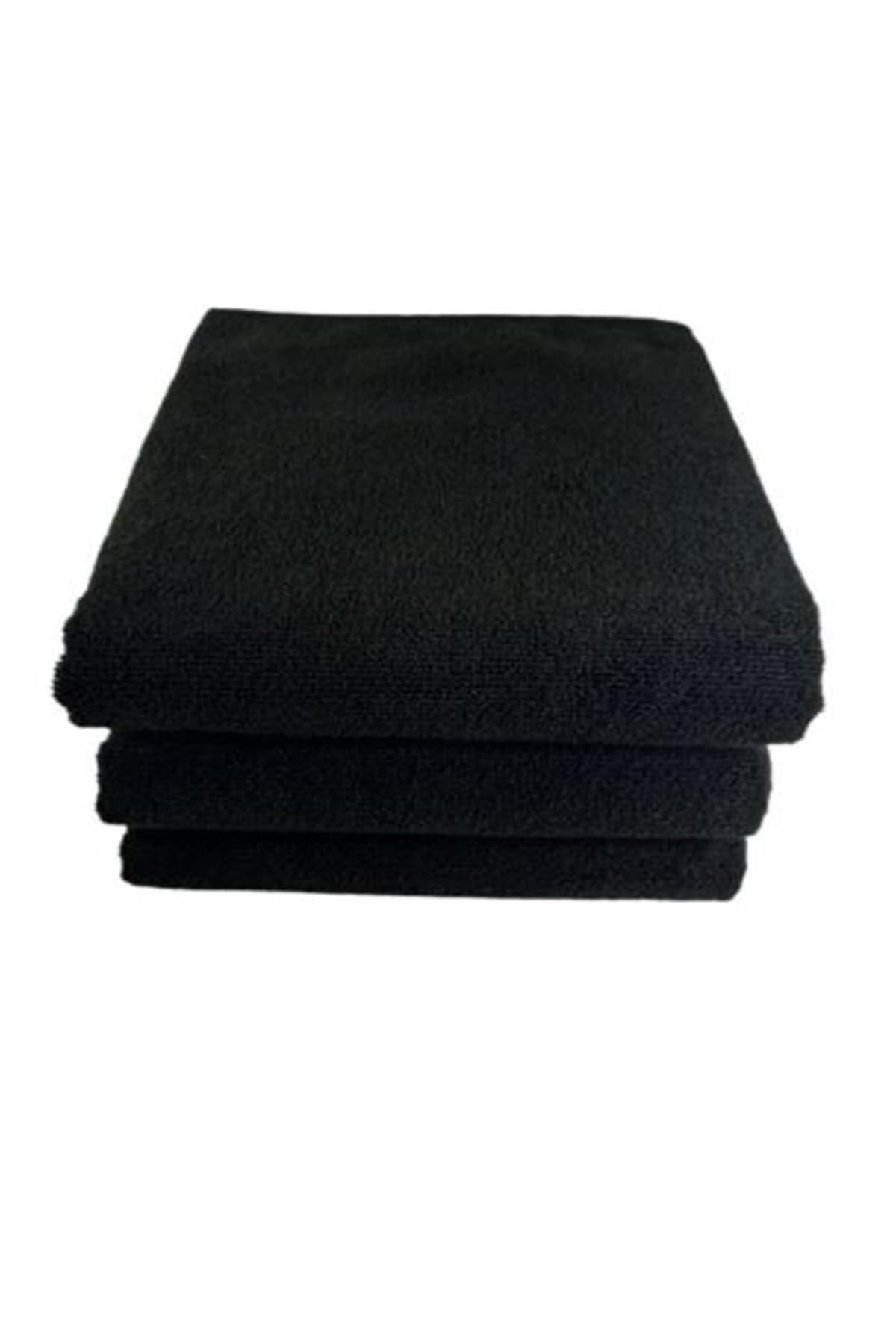 GOLDRİSE, 12 Adet Outlet Siyah Mikrofiber Kuaför Havlusu Saç Boyası Tutmayan, 50 x 90 CM, Siyah, 101050
