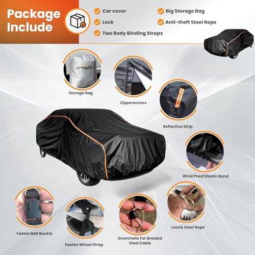 Image of Super Lightweight Outdoor Large Truck Cover Waterproof All Weather,Rain UV Snow Protection Pickup Cover, Full Exterior Covers Fit Truck Up to 245 inch
