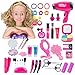 Leic Juego de simulación de Maquillaje 42 Piezas simulación de Dibujos Animados Cabeza de muñeca Peinado Juguete de Regalo Educativo con secador de Pelo para niñas
