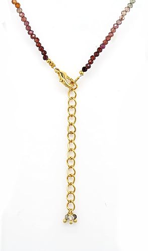 Miniatura 5 de Gempires Multi Sapphire Beads Necklace, September Birthstone, Handmade Jewelry, 14k Gold Plated 18 Inch Adjustable Chain (Multi Sapphire)
