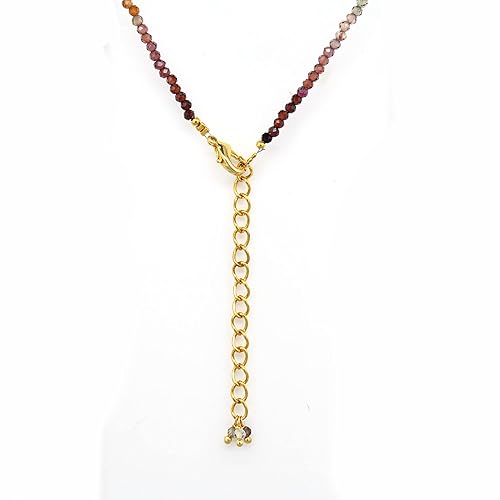 Miniatura 5 de Gempires Multi Sapphire Beads Necklace, September Birthstone, Handmade Jewelry, 14k Gold Plated 18 Inch Adjustable Chain (Multi Sapphire)