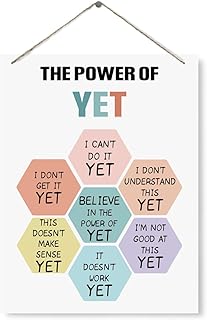 Therapy Decor, The Power of Yet Sign, Mental Health Wall Decor, Decorative Wood Plaque for Hanging, Mindfulness Decor, Motivational Home Decor, Classroom Decor, Counseling Room Decor Sign