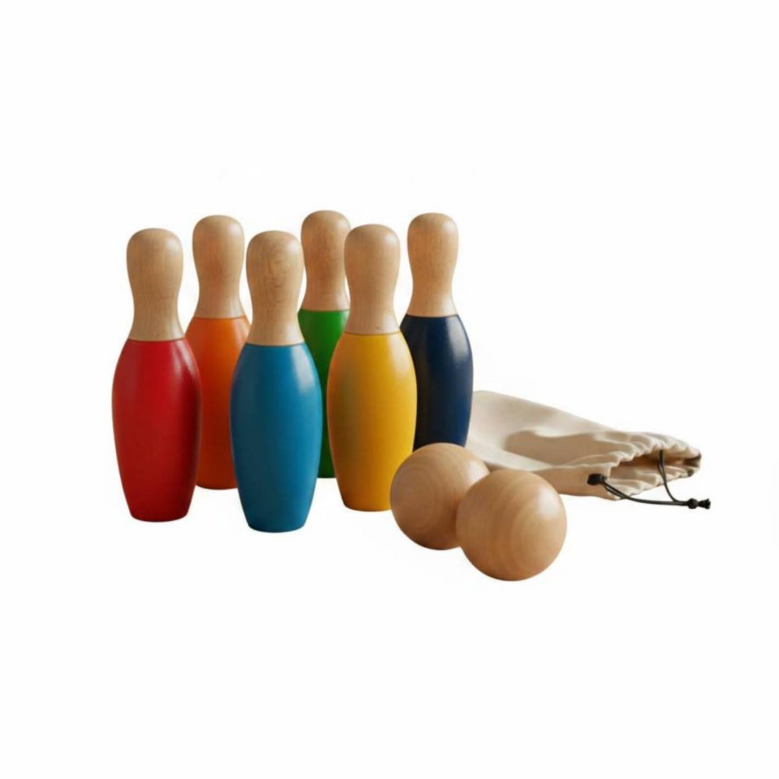 Juego de de Madera Set de Boliche Infantil con Pinos Numerados Juguete Educativo de para Coordinación Motriz y Equilibrio Bordes Pulidos y Pintura al