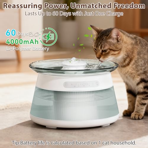 Fuente de agua para gatos de vidrio inteligente 2.5L miniatura 4