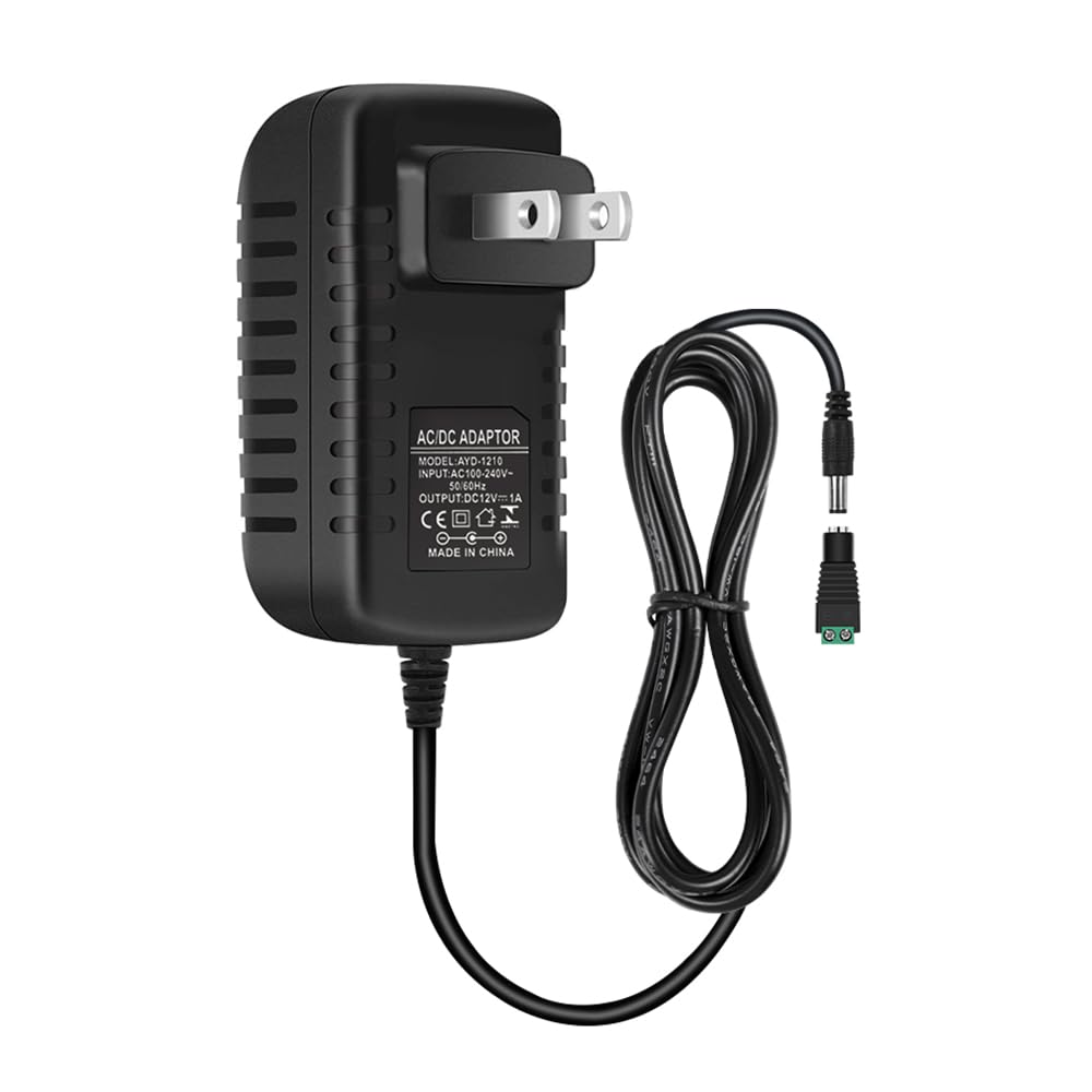 12V LED Power Supply, 12W AC Adapter Power Supply, 100-240V AC to 12 V DC Transformer Driver, 12V Power Supply for LED Strip Lights, Wall Plug Power Adapter with 5.5/2.1 DC Female Connector 1 Pack