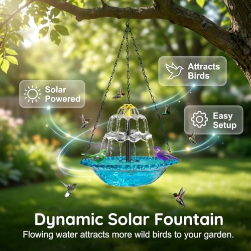 Solar Cascade Hanging Bird Bath Fountain for Hummingbird Garden Decor by Hoiuter - Used condition - Image 2