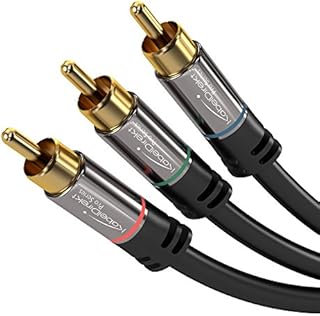KabelDirekt  2m  Component Cable, RCA/phono, RGB/YUV (coax cable, 3× RCA/phono to 3× RCA/phono male cinch plugs, component cable for video transmission in Full HD, video/HDTV, black)