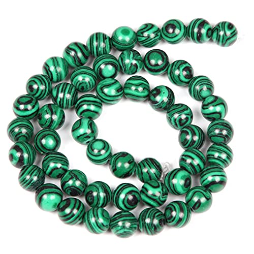 LJHG Perles de Pierre Agule Amazonite Améthystes Tiger Eye Perles Rondes pour la Fabrication de Bijoux Bracelet à la Main DIY 4-12mm-Malachite,10mm 36-38pcs Cover