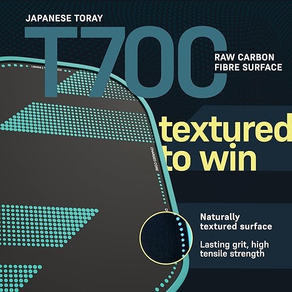Image of HyperCharge USAPA Approved Propulsion Core Japanese Toray T700 Carbon Fibre Dual Foam Injected Wall | 2 Balls, Overgrip, Eraser, Pickle Ball Paddle PU Racket Cover (Gift Set)