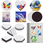 Engrowtic 60 Pcs Mini Magnetic Canvas Panel Magnetic Canvas Boards Magnetic Painting Canvas Panel Various Size Magnetic Canvases for Painting Fridge Locker Art Crafts DIY