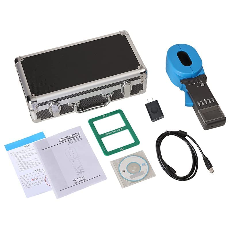 Clamp Ground Resistance Tester Multi-Functional Earth Resistance Meter Tester Loop Resistance Measurement Instrument with Resistance Range 0.01 to 1500Ω Resolution 0.001Ω 999 Sets Data Storage