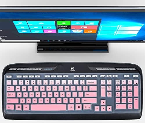 CaseBuy Keyboard Cover Skin for Logitech MK335 Wireless Keyboard, Logitech MK320 K330 Wireless Desktop Keyboard Protector, Logitech Keyboard Cover MK335 MK320 K330, Ombre Pink