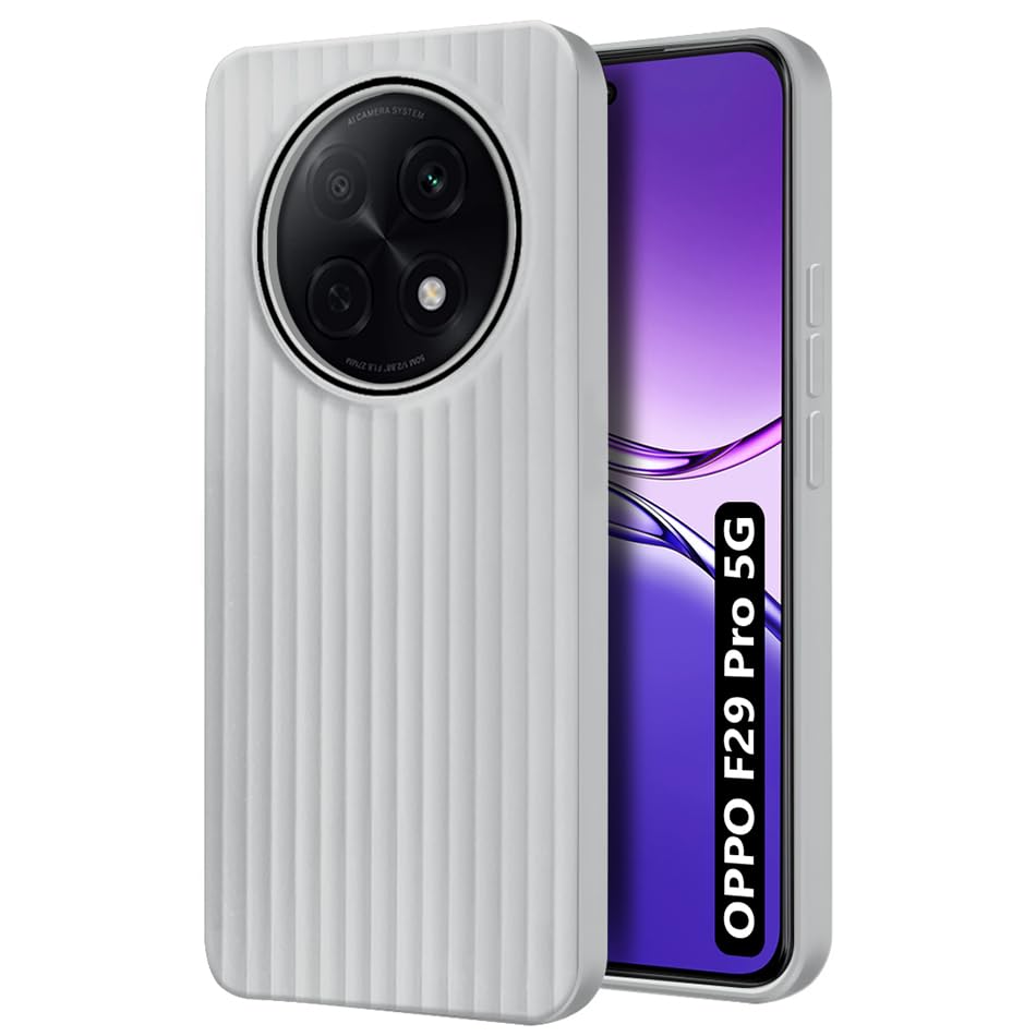 Image of Fashionury Ring Line Beam Design Back Case for Oppo F29 Pro 5G | Ring Line Camera Protection | Vertical Beam Bump Protection | Rubberised Back Case for Oppo F29 Pro 5G (Gray)