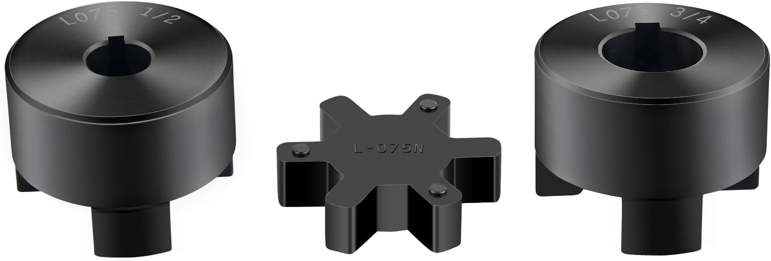 1/2" to 3/4" L075 Flexible 3-Piece L-Jaw Coupling Coupler Set & Rubber Spider for Log Wood Splitter Hybrid Equipment
