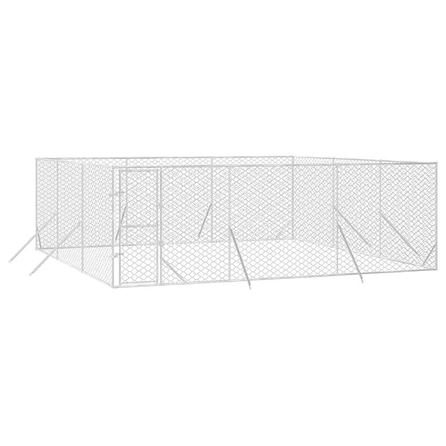 vidaXL Perrera de Exterior Acero galvanizado Plateado 6x6x2 m