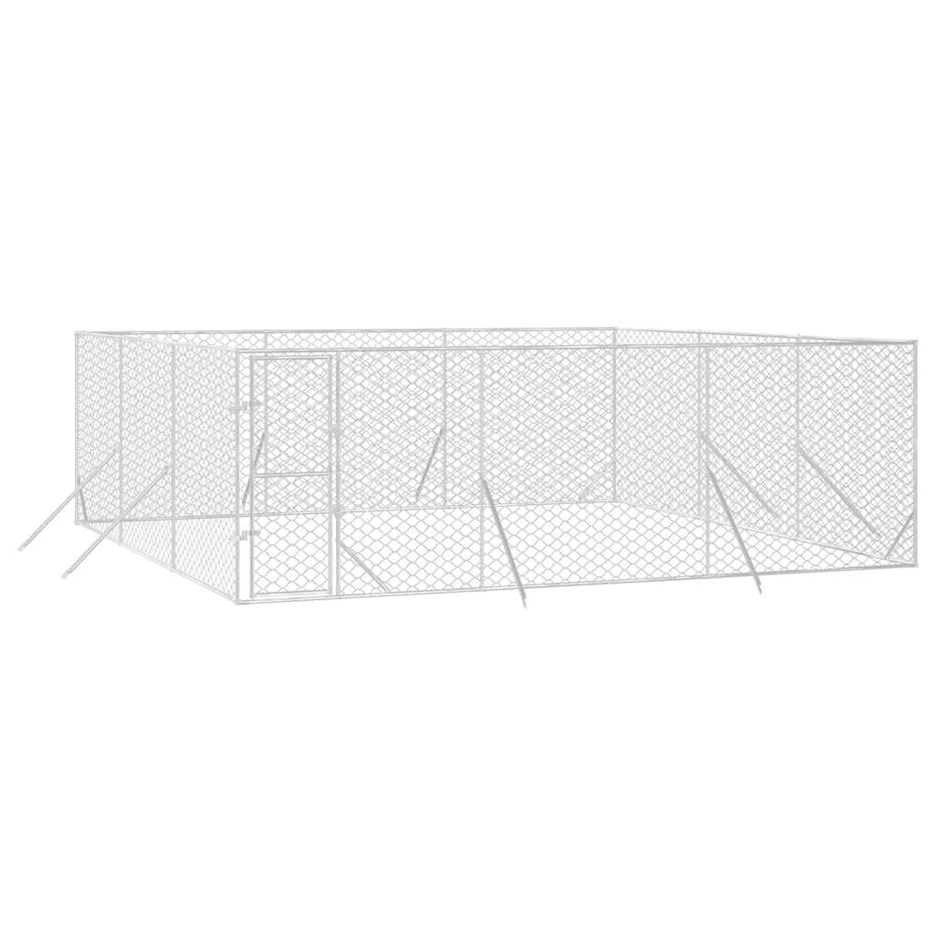 Perrera para perros de acero galvanizado para exteriores, 6 x 6 x 2 m, con puerta con cierre, recinto de metal estable para perros, cachorros, animales pequeños, salida segura y protección